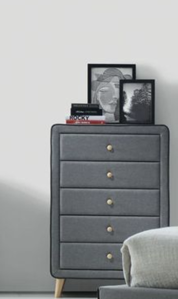 Valda Light Gray Fabric Chest