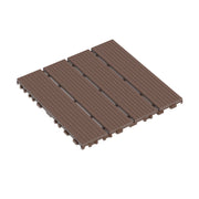 Red Brown Interlocking Plastic Deck Tiles - 44 Pack, 12'x12' Waterproof Outdoor/Indoor Patio Flooring
