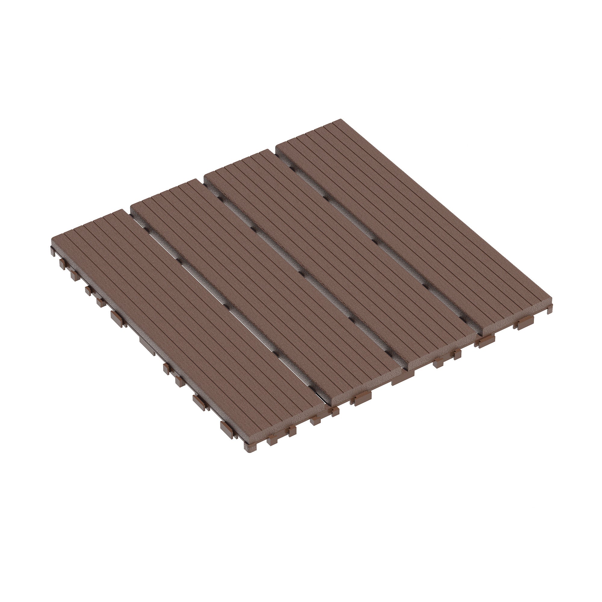 Red Brown Interlocking Plastic Deck Tiles - 44 Pack, 12'x12' Waterproof Outdoor/Indoor Patio Flooring