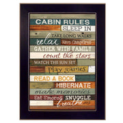'Cabin Rules' By Marla Rae, Printed Wall Art, Ready To Hang Framed Poster, Black Frame