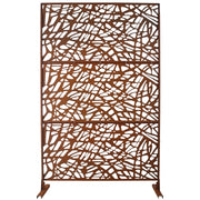 Outdoor & Indoor Privacy Screen Metal Privacy Screen 76' H×48' W, Freestanding Decorative Privacy Screen for Deck Balcony Patio, Rust Red Steel