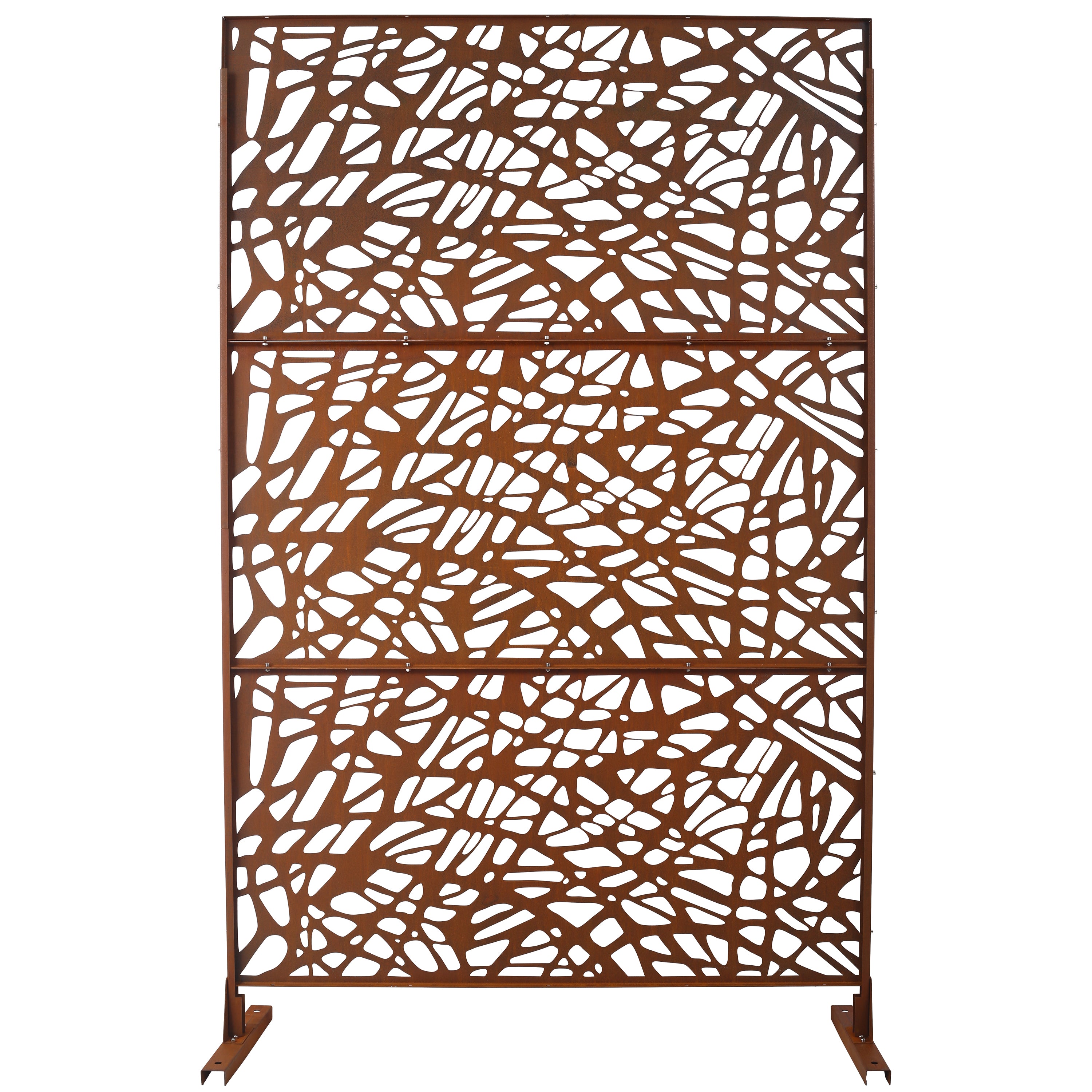 Outdoor & Indoor Privacy Screen Metal Privacy Screen 76' H×48' W, Freestanding Decorative Privacy Screen for Deck Balcony Patio, Rust Red Steel