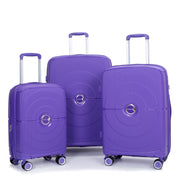 Expandable Hardshell Suitcase Set with Double Spinner Wheels and TSA Lock, Purple Polypropylene, 3-Piece Set (20/24/28)