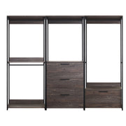 Monica Rustic Wood Walk-in Closet System with Powder Coated Metal Frame and Melamine Finish