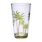 Palm Tree Design Acrylic Hi Ball Glasses Set of 4, 20oz, Clear Plastic, BPA Free