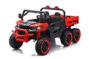 24V 2 Seater Ride on Dump Truck, 4WD 6-Wheel Ride on Toys for Big Kids with Remote Control, Ride on UTV Car with Electric Dump Bed, Toy Shovel, LED Lights & Music, Suspension Spring - Ages 3+