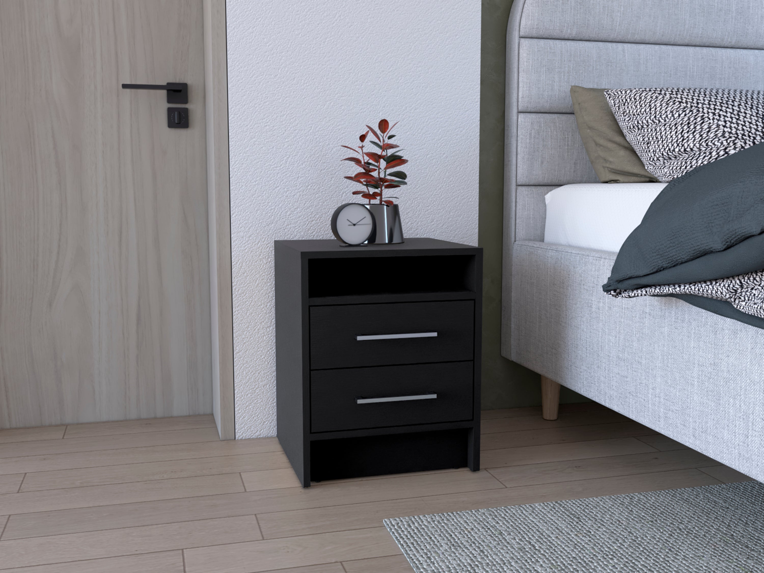 Greter 24'  Two-Drawer Night Stand  With open shelf