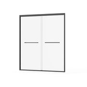 Goodyo Double Sliding Glass Shower Door Aluminum Framed Enclosure SGCC Clear Tempered Glass Matte Black 60 in. W x 72 in. H
