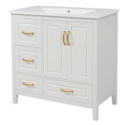 Elegant 36-Inch Freestanding Bathroom Vanity with Sink, Soft-Closing Cabinet & Drawers, White