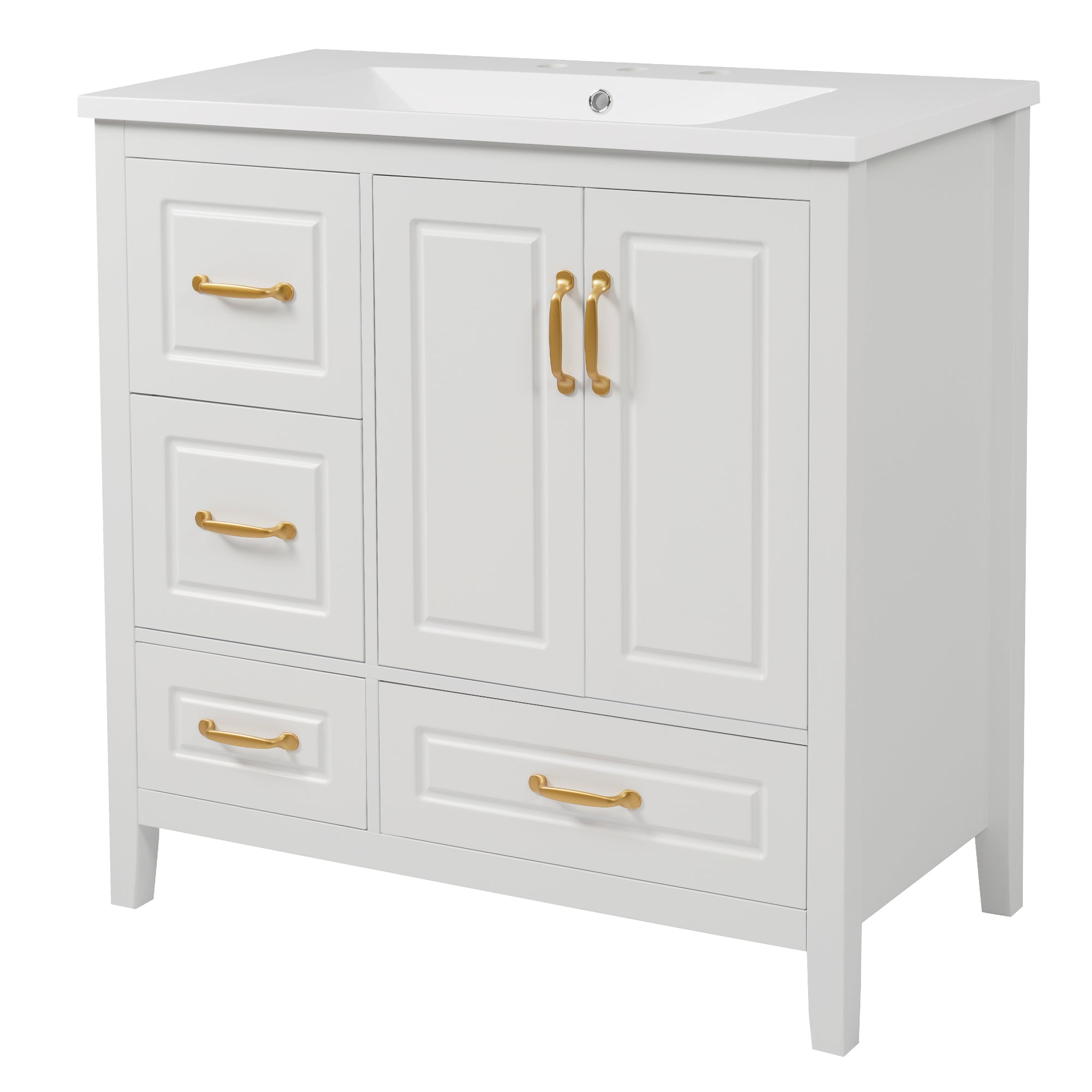 Elegant 36-Inch Freestanding Bathroom Vanity with Sink, Soft-Closing Cabinet & Drawers, White