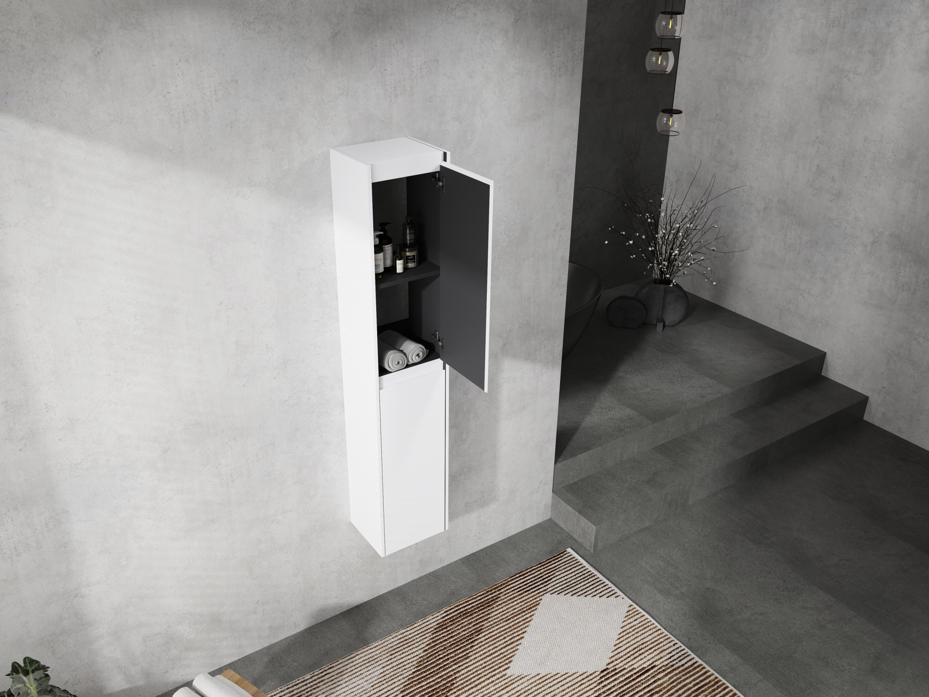 12' Bathroom Side Cabinet, 2-Soft Close Doors, Float Mounting Design, 12*2(KD-Packing)