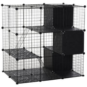 PawHut Pet Playpen Small Animal Cage 56 Panels with Doors, Ramps and Storage Shelf for Rabbit, Kitten, Chinchillas, Guinea Pig and Ferret