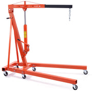VEVOR Heavy-duty Hydraulic Engine Hoist with Lever, 2 Ton Capacity, Orange Steel, Foldable Design for Auto Repair
