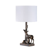 19.75' In Capreolus Bronze Western Roe Deers Polyresin Table Lamp