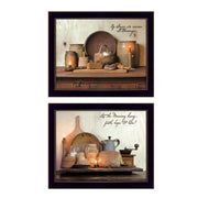 'By Grace Collection' 2-Piece Vignette By Susan Boyer, Printed Wall Art, Ready To Hang Framed Poster, Black Frame