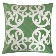 Dora Vintage Vine Green Polyester Velvet Pillow Cover with Matching Back, 20x20 inches