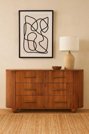 Solid Wood Ridgefront Chest – Amber Oak,6-Drawers
