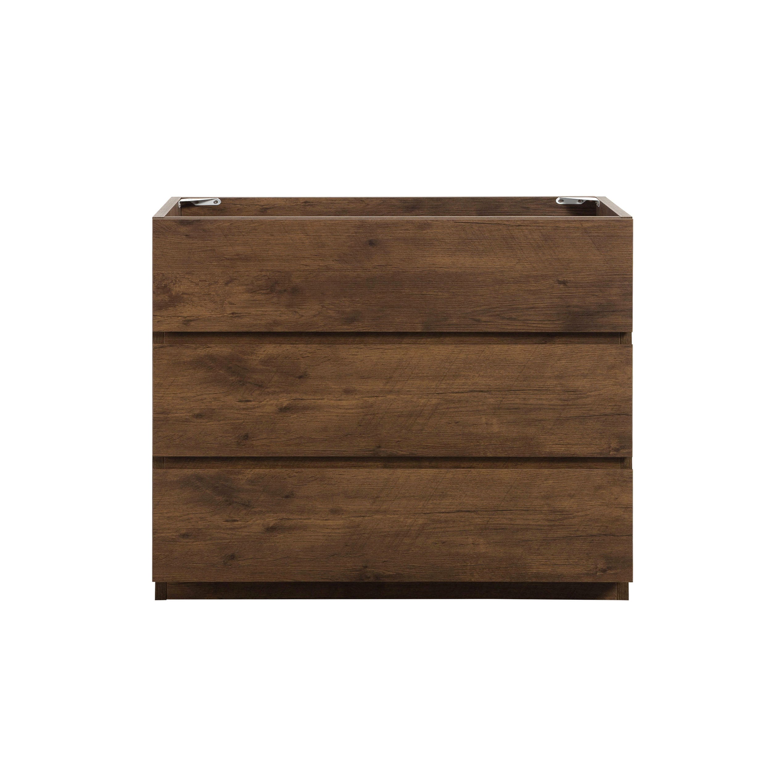 Alice-36F-105,Floor cabinet WITHOUT basin, Walnut color, With three drawers, Pre-assembled