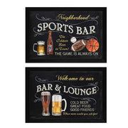 'Sports Bar Collection' 2-Piece Vignette By Debbie DeWitt, Printed Wall Art, Ready To Hang Framed Poster, Black Frame