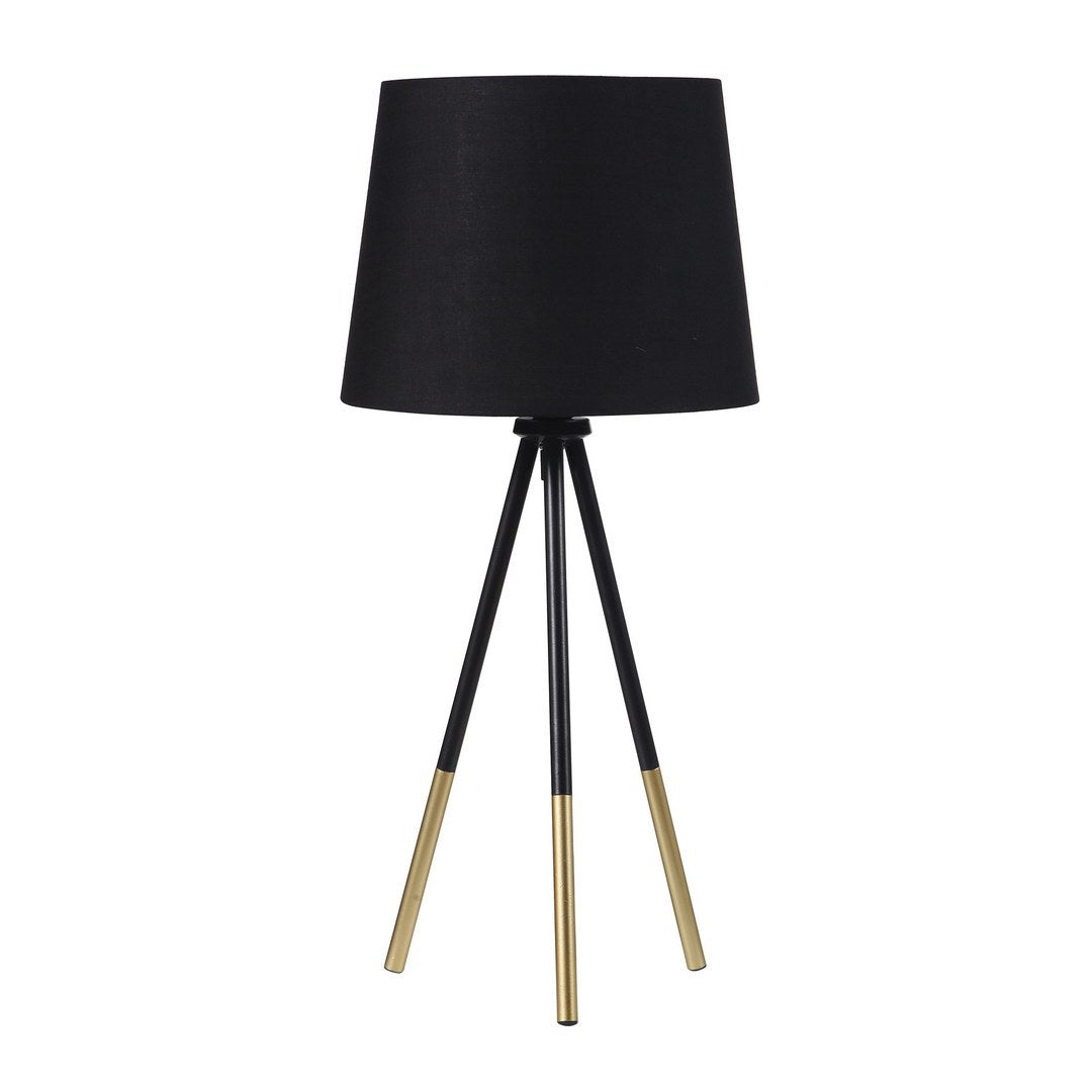 20' Tripod Leg Metal Table Lamp' Devon', Matte Black / Gold Metal