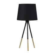20' Tripod Leg Metal Table Lamp' Devon', Matte Black / Gold Metal