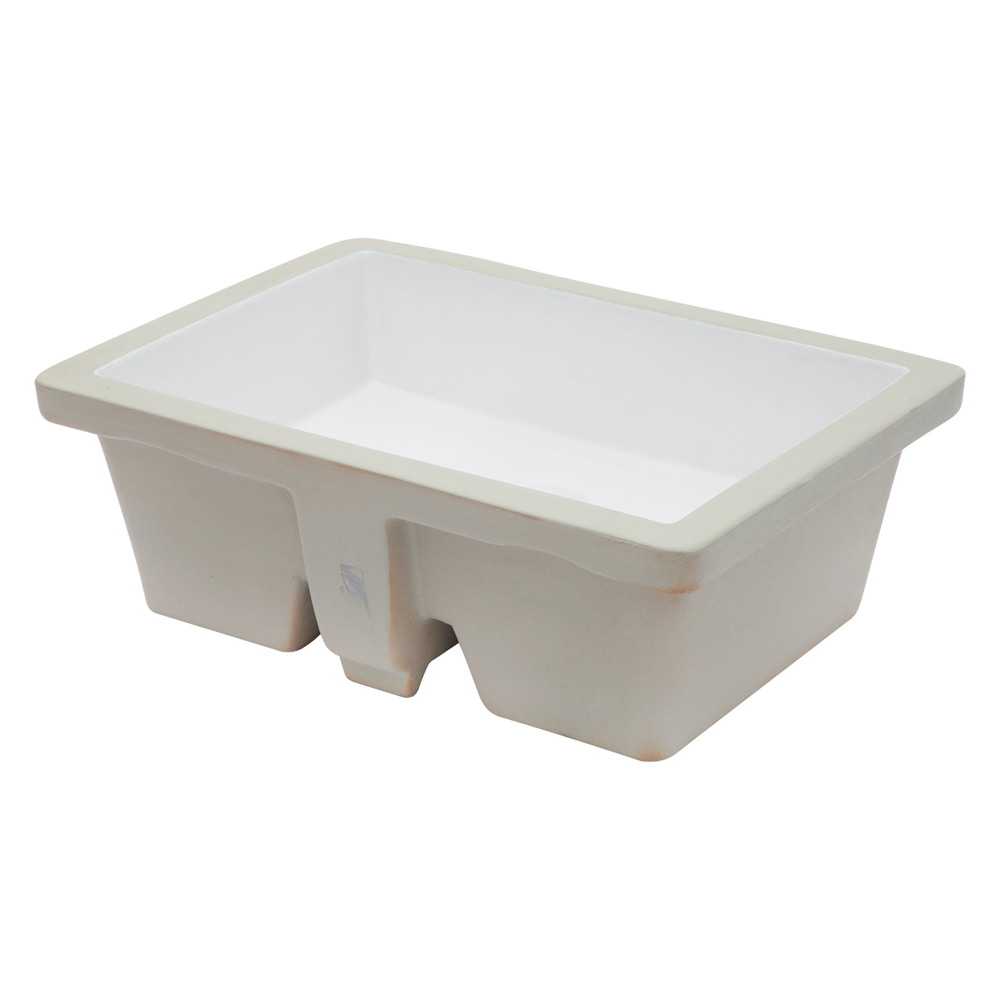 European Style Rectangular Undermount Bathroom Sink with Overflow in White Ceramic 19.5x14 Inches