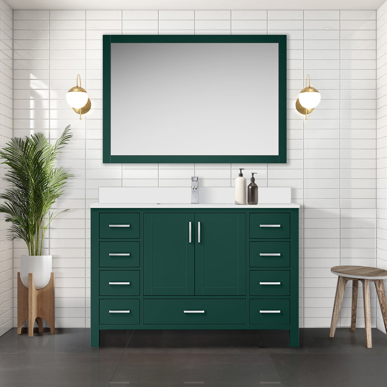 Green Bath Vanity 48 in. W x 22 in. D, with Cultured Marble Top