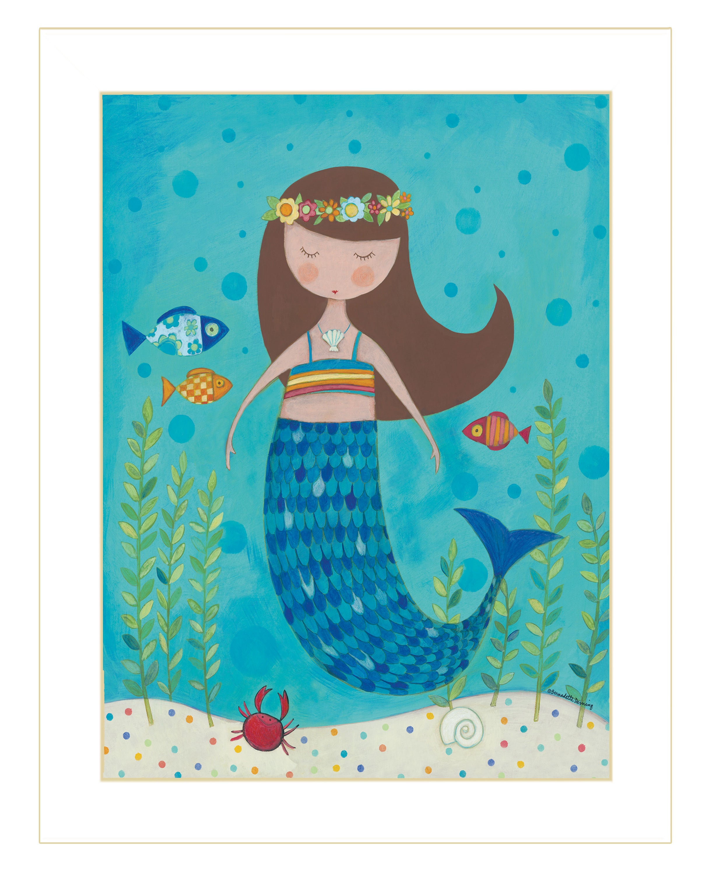 'Under the Sea' by Bernadette Deming, Ready to Hang Framed Print, White Frame
