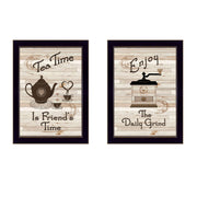 'Enjoy Tea Time' 2-Piece Vignette by Millwork Engineering, Black Frame