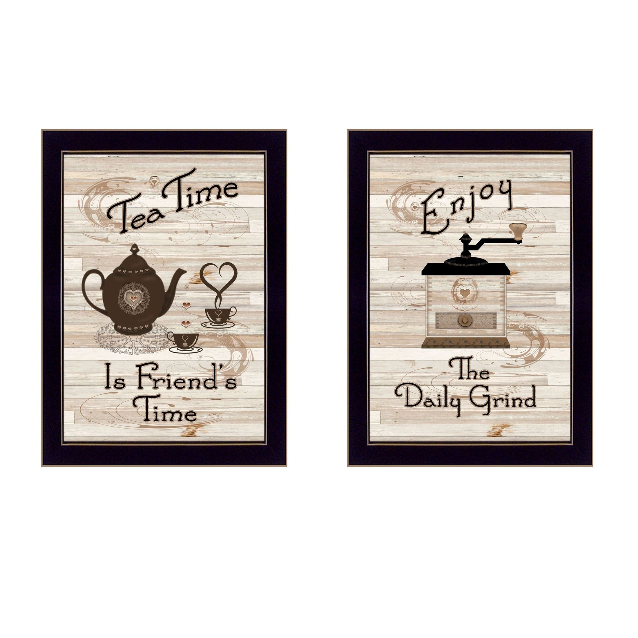 'Enjoy Tea Time' 2-Piece Vignette by Millwork Engineering, Black Frame