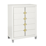 URIUNI Contemporary Gold Chest with Acrylic & Stainless Steel Accents in Solid Wood and MDF