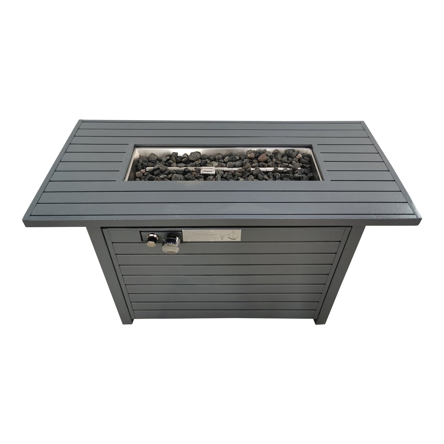 Living Source International Steel Outdoor Fire Pit Table with Lid Gray 25'' H x 42'' W