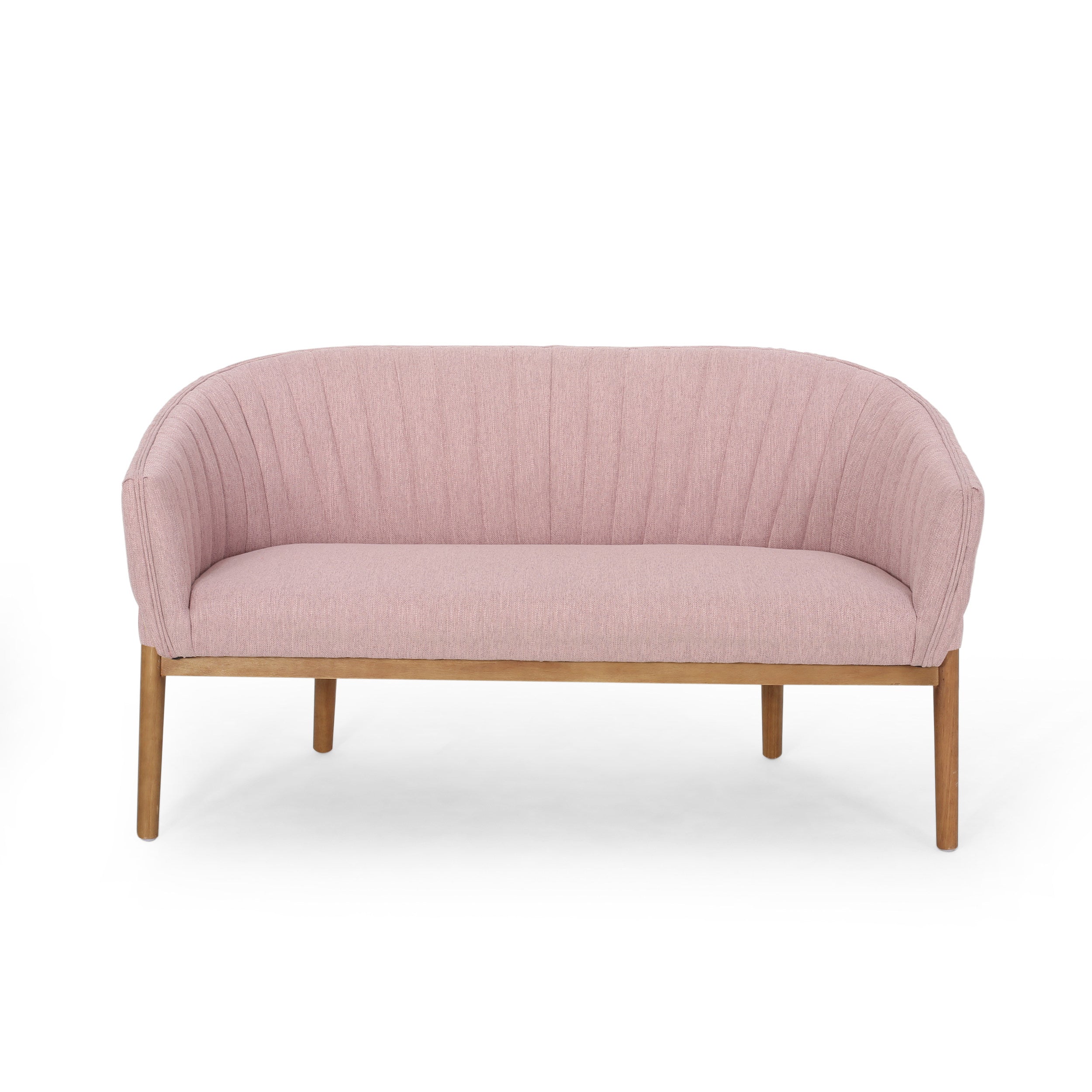 Mid Century Modern Loveseat with Channel Stitched Backrest