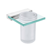 Dax Venice Bathroom Single Tumbler Toothbrush Holder Tempered Clear Glass Chrome Finish