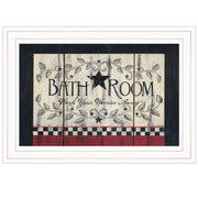 'Bathroom' By Linda Spivey, Ready to Hang Framed Print, White Frame
