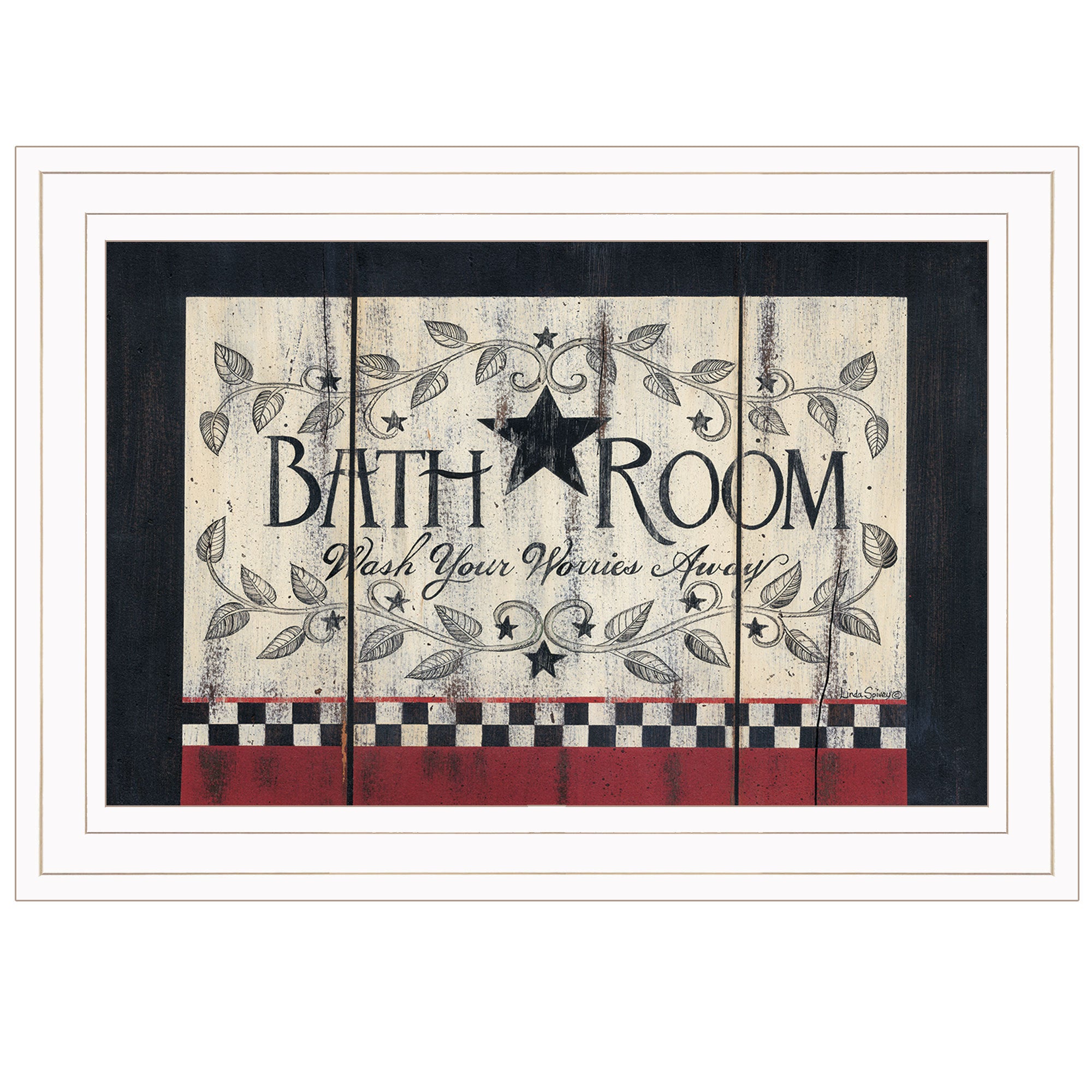 'Bathroom' By Linda Spivey, Ready to Hang Framed Print, White Frame