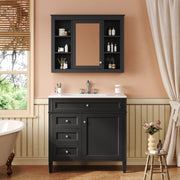 36'' Bathroom Vanity with  Medicine Cabinet, Modern Bathroom Storage Cabinet with 2 Soft Closing Doors and 4 Drawers, Single Sink Bathroom Vanity
