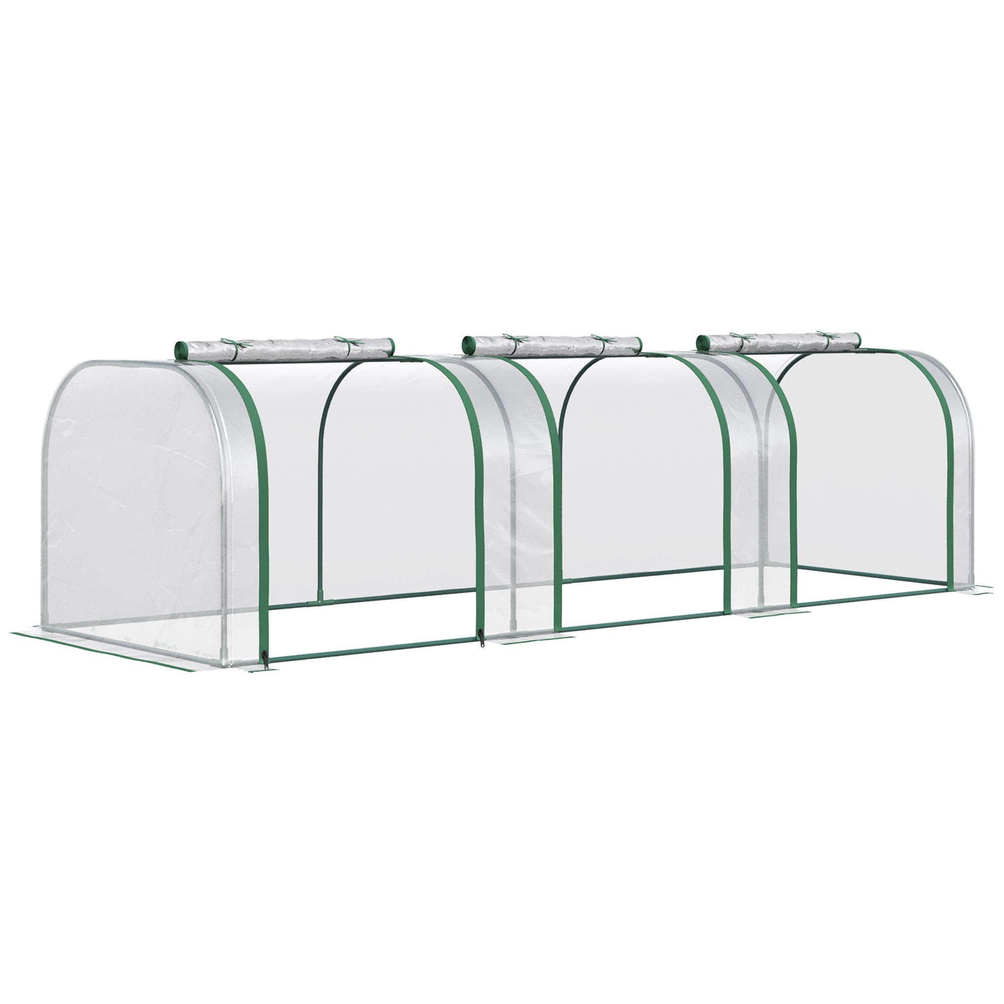 Outsunny 10' x 3' x 2.5' Mini Greenhouse, Portable Tunnel Green House with Roll-Up Zippered Doors, UV Waterproof Cover, Steel Frame, Clear