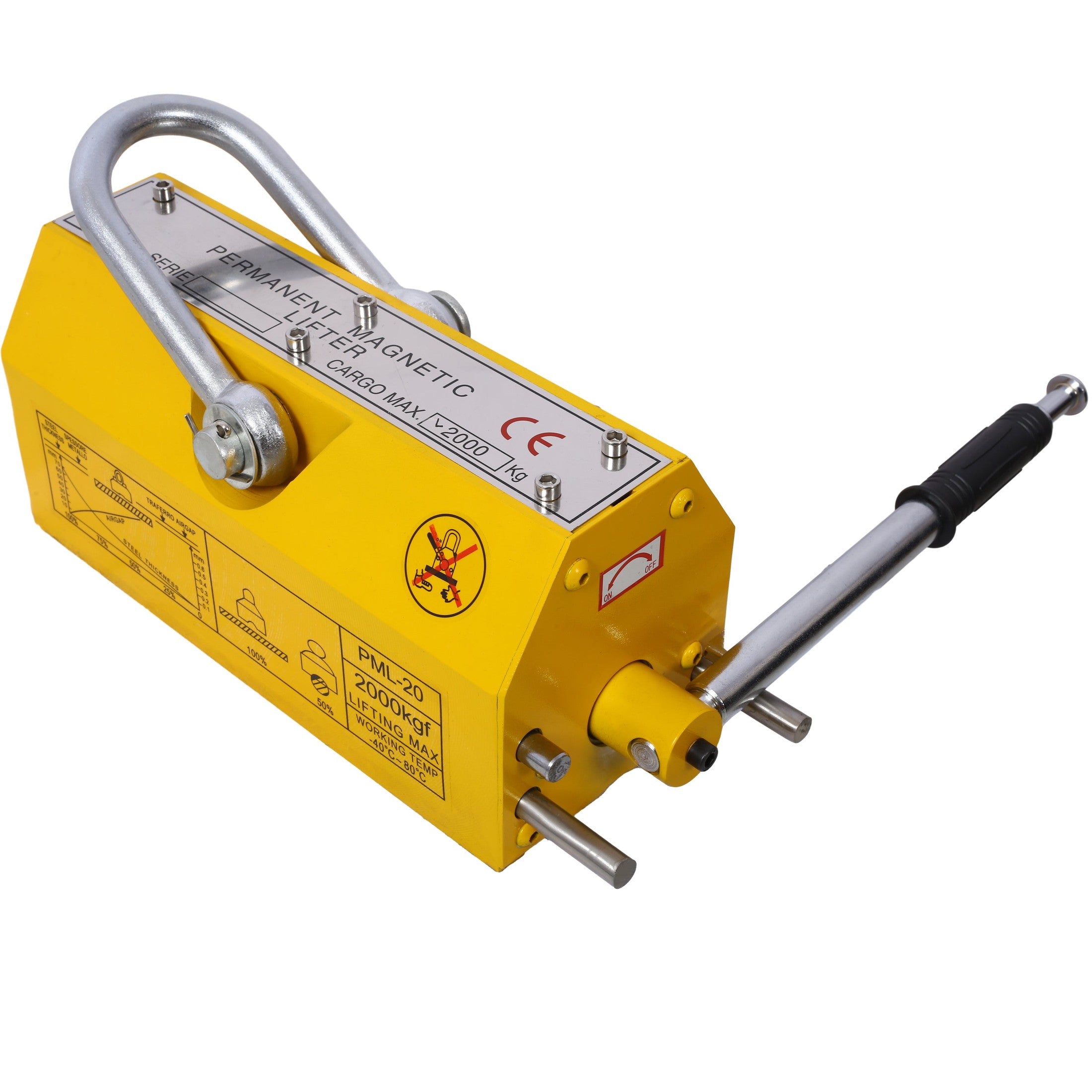 Permanent Magnetic Lifting with Release, 4400lbs/2000kg Heavy Duty Magnet, 2.5 Safety Factor, Neodymium & Steel for Hoist, Shop Crane, Block, Board Lifting Plate Steel