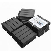 Patio Interlocking Deck Tiles, 12'x12' Square Composite Decking Tiles, Four Slat Plastic Outdoor Flooring Tile All Weather for Balcony Porch Backyard, (Dark Gray, Pack of 9)