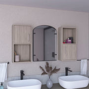 Wall Mounted Bathroom Medicine Cabinet Eak 24' H, Two Doors, Two Shelves,White Oak