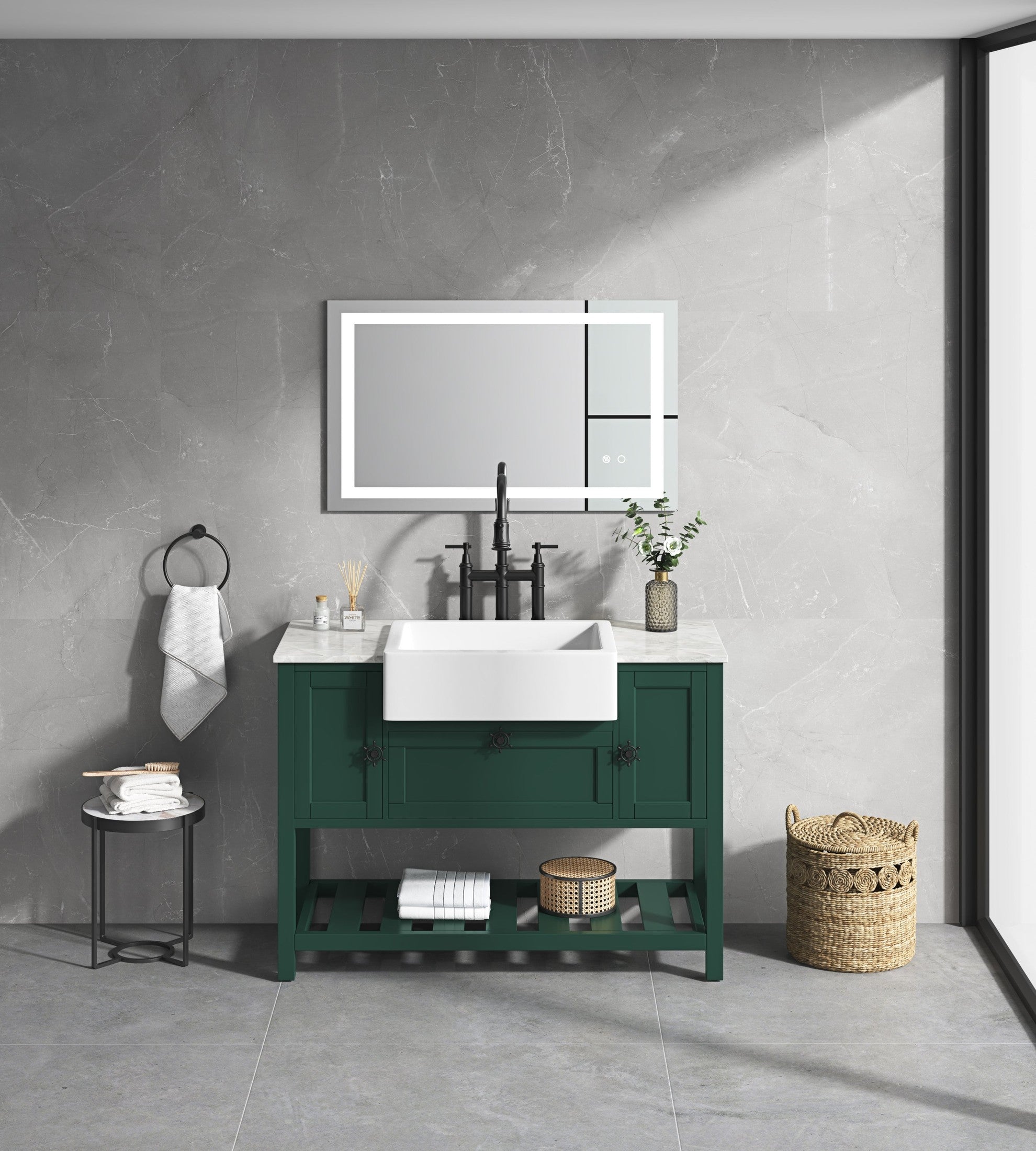 LED Bathroom Mirror 40  'x   32' with Front and Backlight, Large Dimmable Wall Mirrors with Anti-Fog, Memory, 3 Colors, LED Vanity Mirror