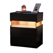 Modern Black LED Nightstand with 3 Drawers and Acrylic Board for Bedroom and Living Room