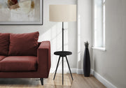 Lighting, Floor Lamp, 63'h, Black Metal, Ivory / Cream Shade, Contemporary