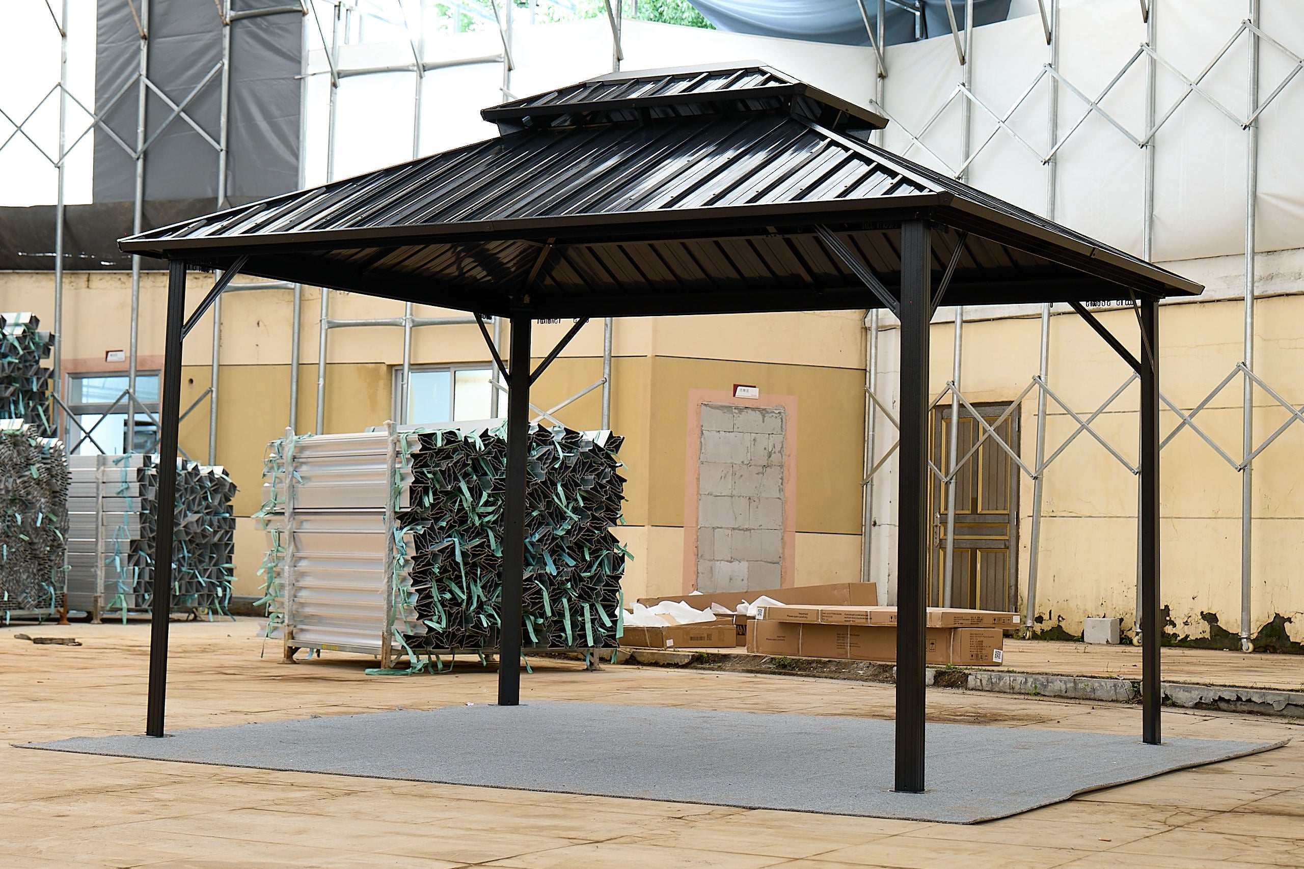 10*10FT patic gazebo,aluminum gazebo with steel canopy,Outdoor Permanent Hardtop Gazebo Canopy for Patio, Garden, Backyard