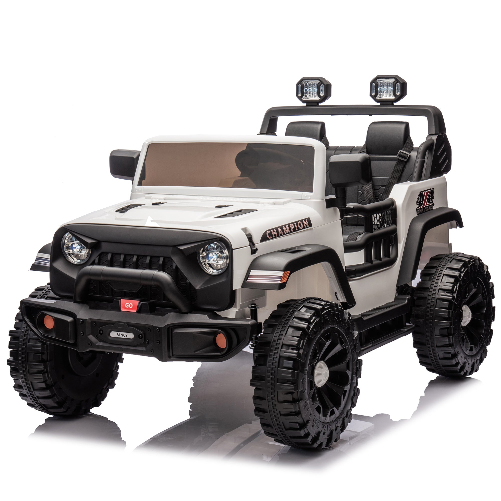 24V Two-seater Kids Ride On Electric Car W/parents control,Seat width 19.69in,400W motor,Four-wheel suspension,Light&searchlight,USB,MP3,Bluetooth,Provide a speed of 1.86-4.35MPH for kids of 3+.
