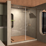 Frameless Sliding Shower Door 58-60 in. W x 76 in. H, Bathroom Sliding Door with 5/16' Clear Tempered Glass, Brushed Nickel Finish, Designed for Smooth Door Closing