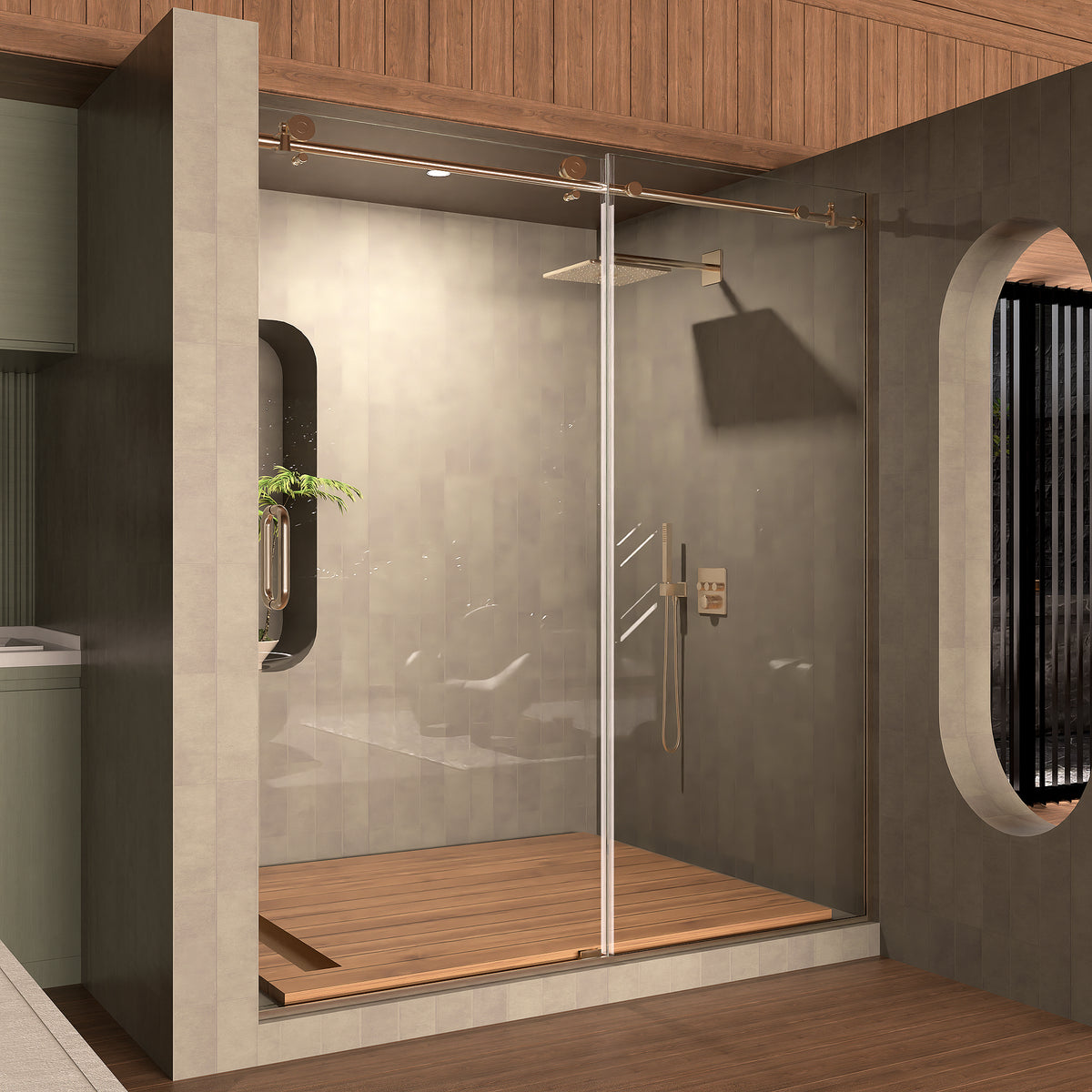 Frameless Sliding Shower Door 58-60 in. W x 76 in. H, Bathroom Sliding Door with 5/16' Clear Tempered Glass, Brushed Nickel Finish, Designed for Smooth Door Closing