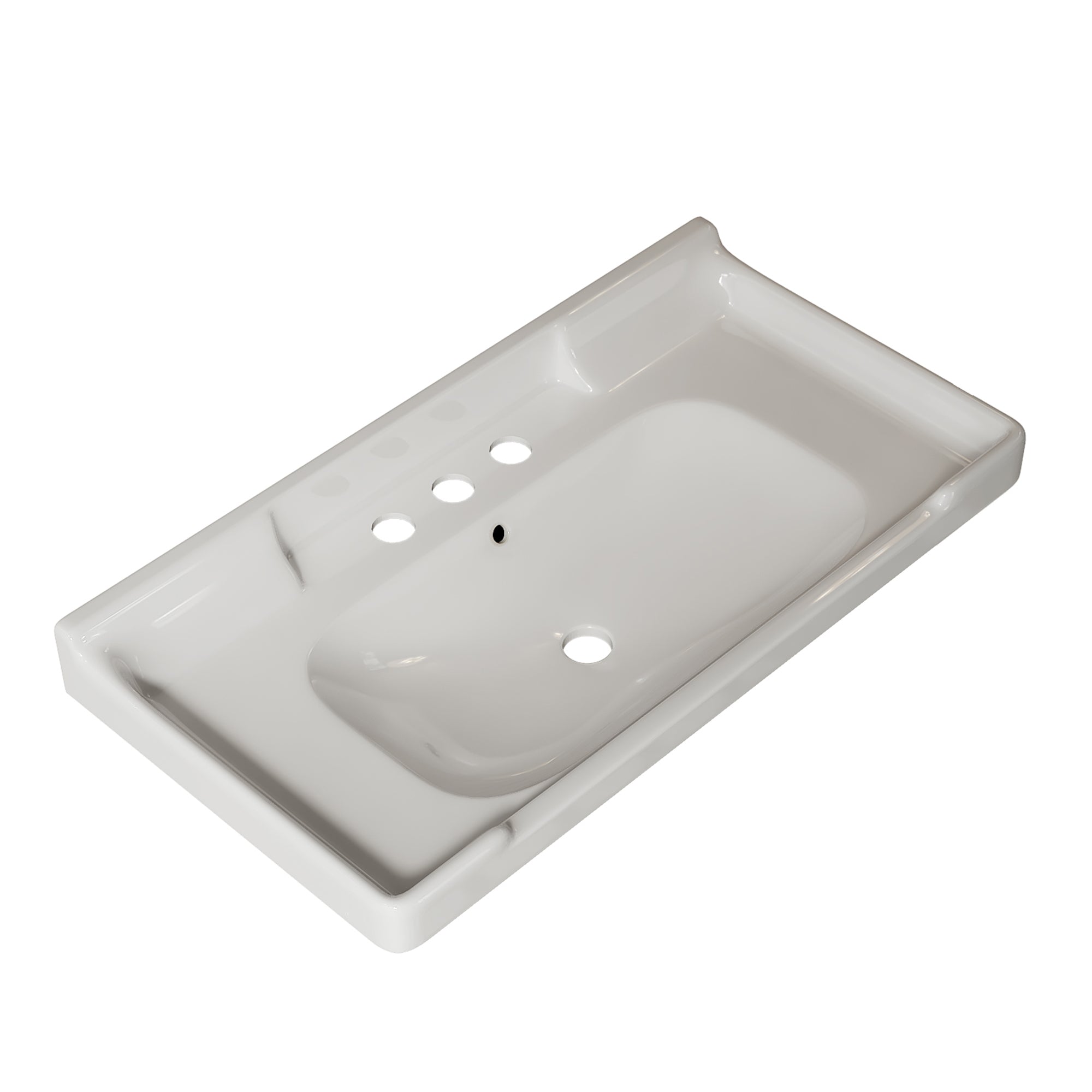 VICI 36' Bathroom Ceramic Basin with 3 pre-drilled hole, NO Cabinet and Faucet, White