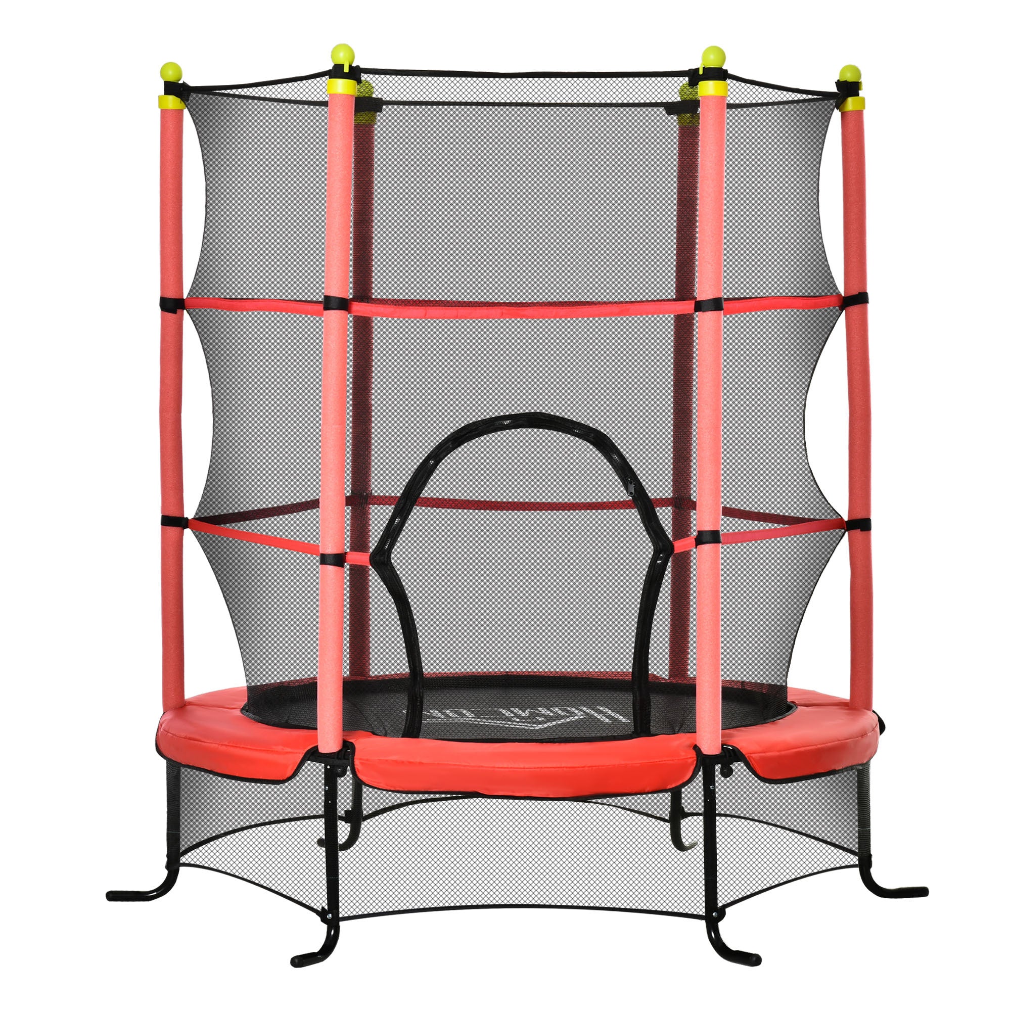 Soozier 5.3' Kids Trampoline, 64' Indoor Trampoline for Kids with Safety Enclosure for 3-10 Year Olds, Indoor & Outdoor Use, Red